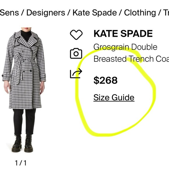 Kate Spade Gingham Trench Coat SZ S - Picture 2 of 7